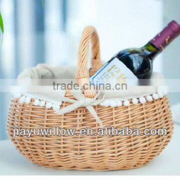 wholesale cheap willow beautiful wine basket with liner
