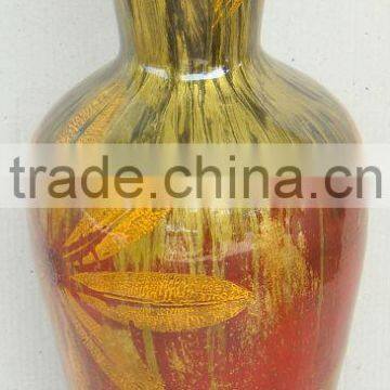 High quality best selling lacquer red style brush vase from vietnam