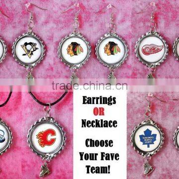 european nhl team earring, metal nhl pendant