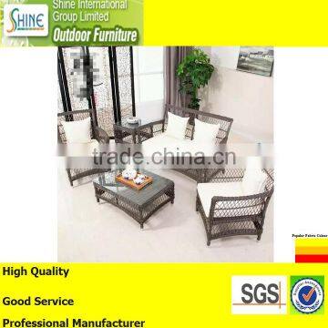 Outdoor furniture modern rattan/wicker sofa set glass coffee table top and sofa for garden furniture, home furniture