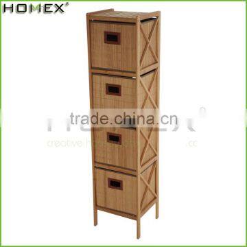 Bamboo Bathroom Storage Shelf Rack with 4 Drawers/Shower Shelf Tower/Homex_FSC/BSCI Factory