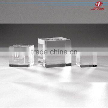 Solid clear transparent acrylic cube paperweight