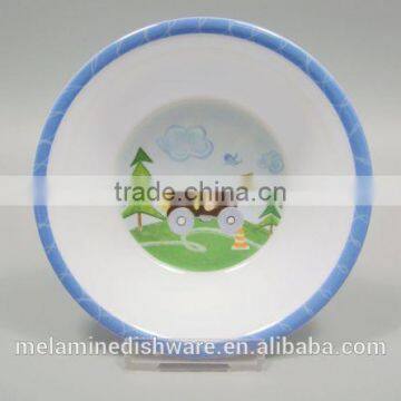 Round cheap factory 100% melamine kids children dinner bowl with customized printing