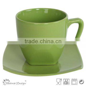 Color Glaze Square Saucer Ceramic Tea Cup and Saucer photo-2