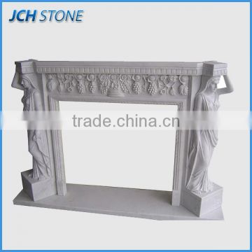 Elegant home decoration white marble fireplace