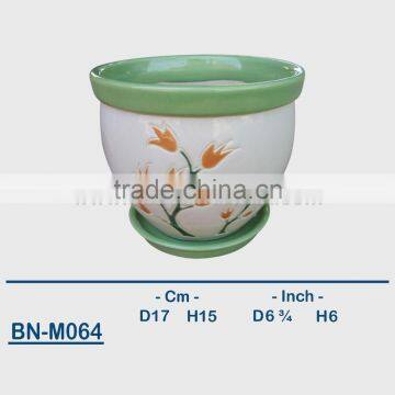 Vietnamese Ceramic Hand Carved Mini Flower Pot BN-M064