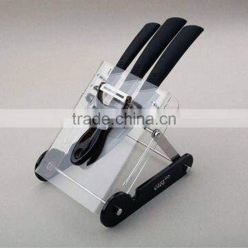 Folding Knife set with transparent block