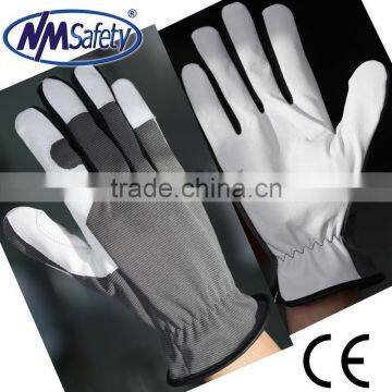 NMSAFETY quality goatskin leather gloves elastic fiber working leather gloves for driver