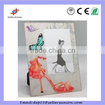 High quality Ptinted High-heeled Shoes Glass Picture Frame Moulding 4"x6"