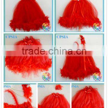 New girls rosette dresses kids dresses for weddings birthday evening party feather tutu long dresses set