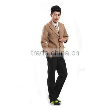 Khaki Color Korean High School Uniforms Blazer Design