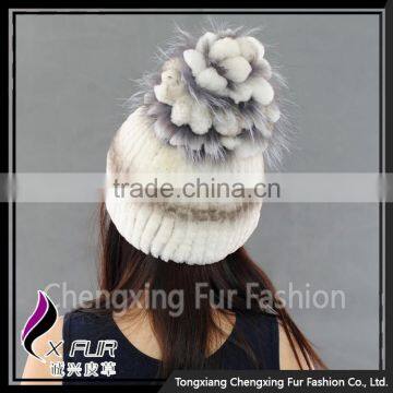 CX-C-245C Custom Cute Pom Pom Rex Rabbit Fur Beanie Hat And Cap Fur Hats photo-6
