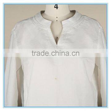 Woman Clothing Spring 2016 New Design Normal White Linen Cotton Blouse photo-2