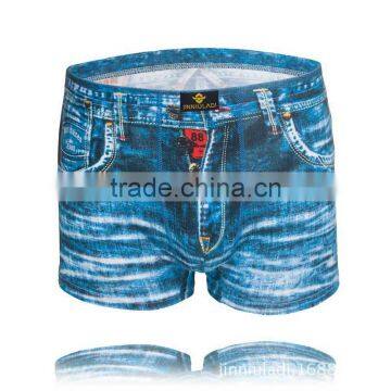 MGOO Hot Sale Mens Jeans Print Boxer Underwear Young Boy Boxer Fitting Sexy Male Boxer photo-2