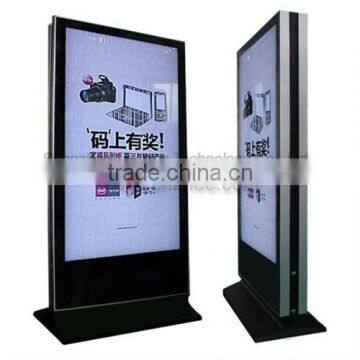 double sided 65 inch lcd free stand media player with network(wifi,3g,lan)