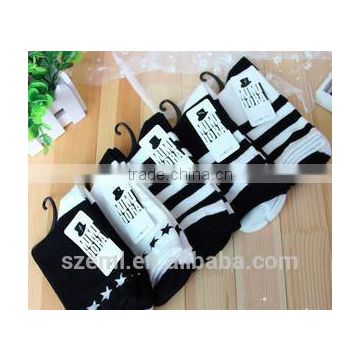 Sock Product Type and Adults Age Group black and white star striped sock