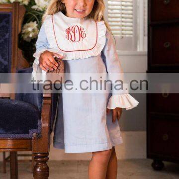 2017 Latest Boutique Girl Clothing Children 100% Cotton Ruffle Sleeve Dress Kids Girls Dresses