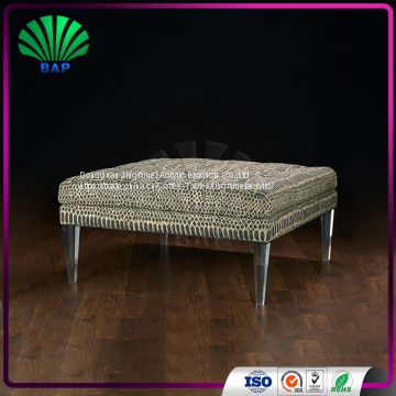 Commercial Shop Square Bench Soft Relax Sofa Expanding Sofa Bed With Clear Crystal Leg