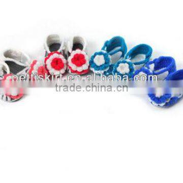 Baby Knit Cute Girls Shoes Hand Made Pattern Baby Shoes photo-6
