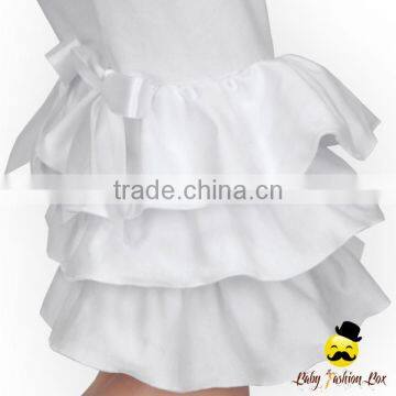 Newest Design Spring Kids Plain White Ruffle Stringy Selvedge Long Baby Girl Trousers Icing Pants With Bow photo-5