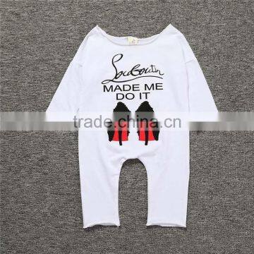 S17540A Cute Newborn Baby Girls Clothes With Long Sleeve Cotton Letter Printed Romper photo-5