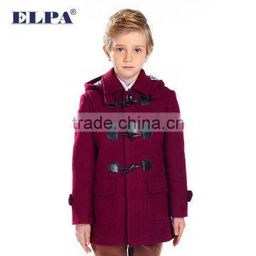 ELPA Tan Wool Long Slim Fit Winter Overcoat With Removable Cap for Boy photo-2