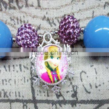 Turquoise Acrylic Bead Princess Chunky Necklace With Pendant photo-6
