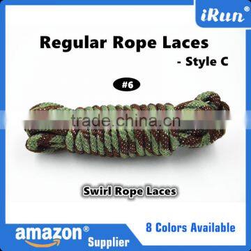 Army Green Swirl Custom Rope Laces - Hikers Boots Round Rope Strings Laces - Accept Custom - 8 Colors