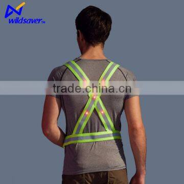 Glowing or flashing safety harness/led light belt/fabric for reflective vest