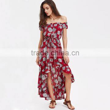 Scarlet 2017 Irregular Hem and Off-shoulder Chiffon Ladies Long Dress photo-4