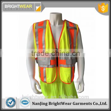 ANSI contrast polyester zipper closure tricot reflective 3M safety vest