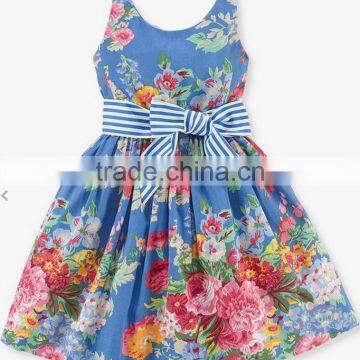 2017 wholesale baby printed girls' dress fashion design small girls clothing