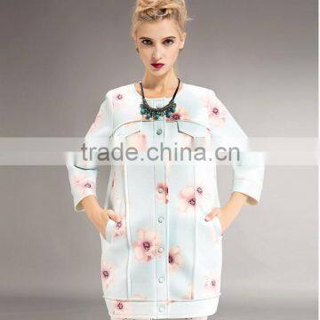 Women's Full Print Space Cotton Snap Cardigan Longline Hoodie Dress/Sweatshirt