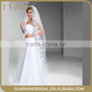 wholesale white wedding veil one layer soft tulle 3m lace wedding veils ivory wedding veil