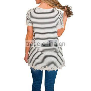 Summer Women Top Fashion Short Sleeve Ladies Striped Shirt Blouse 2017 photo-3