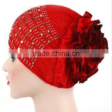 Hot Drill Head Hat With a Large Flower Plate Flower Cap India Arabian Head Scarf Spot photo-4