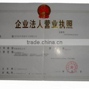 License of the business corporation