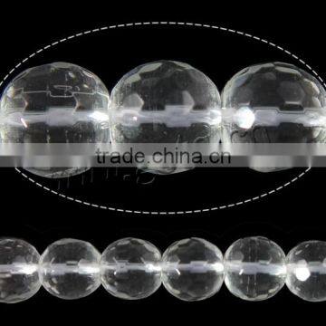 Natural Faced Round Clear Quartz Beads 8mm