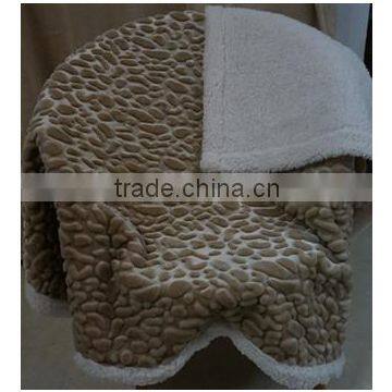 100% polyester plain embossed stone pattern faux fur blanket
