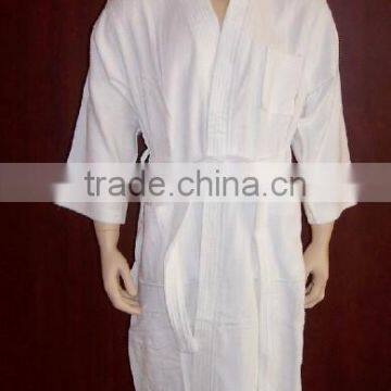 100%cotton plain terry bath robe with logo embroidery