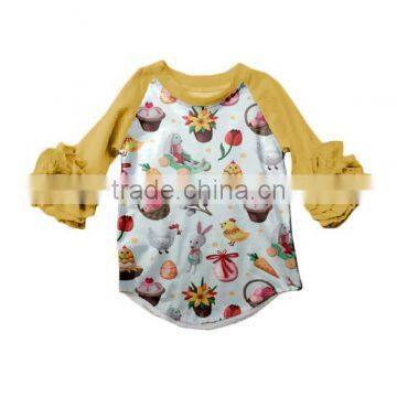 New Arrival 2017 Spring Summer Children Frock Boutique Ruffle Chick Baby Shirts Hot Sale Kid Clothing Easter Shirt photo-2