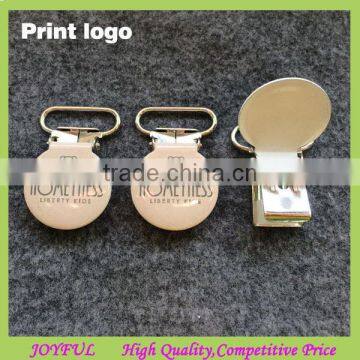 Lead free metal suspender clips/custom logo pacifier clip (15MM,20MM,25MM)