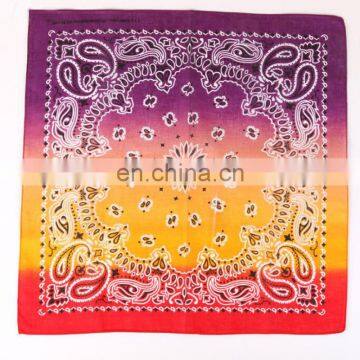 Hip Hop 100% Cotton Double Side Paisley Print Custom screen Printed Headband Square Bandana