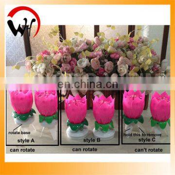 2014 hot sales singing rotating flower cake candle