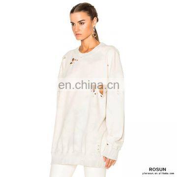 Pullover Crew Neck Destoryed Plus Oversized Knit Jumper photo-3