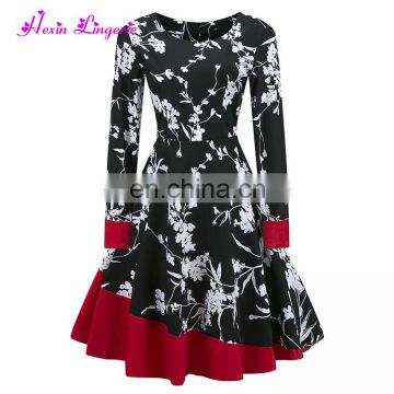 Autumn winter floral evening bandage dress 2017 ladies dress korean design