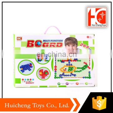 new 2017 diy 269 pcs mushrooms nails puzzle toy board funny blocks for kids