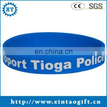 Blue color silk screen silicone wrist bands