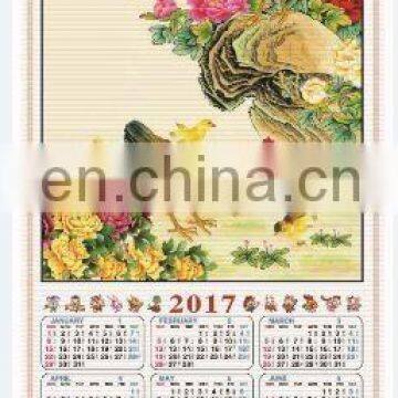 custom logo chinese cane paper wall calendar,cane wallscroll calendar 2017 for promotion