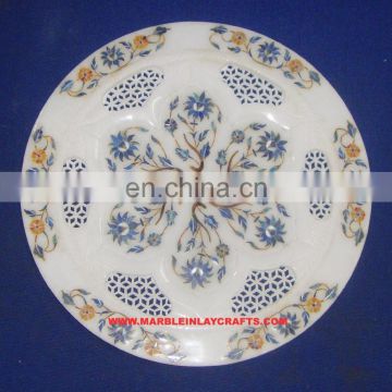 Lapiz Lazuli Marble Inlay Plate Pietra Dura Plate